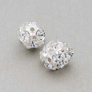 Entretoise Boule Strass Laiton 06mm 50pcs Argent