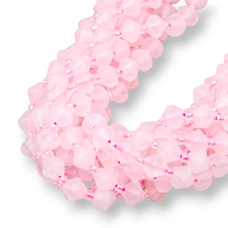 Cuarzo Rosa Bicono Facetado 8mm