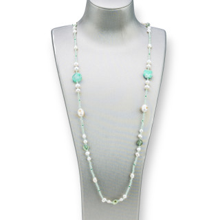 Bijoux Necklace with Semi-precious Stones and River Pearls: Elegance and Refinement