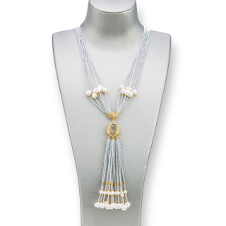 Bijoux Necklace: Elegance and Brightness with Semi-precious Stones, River Pearls