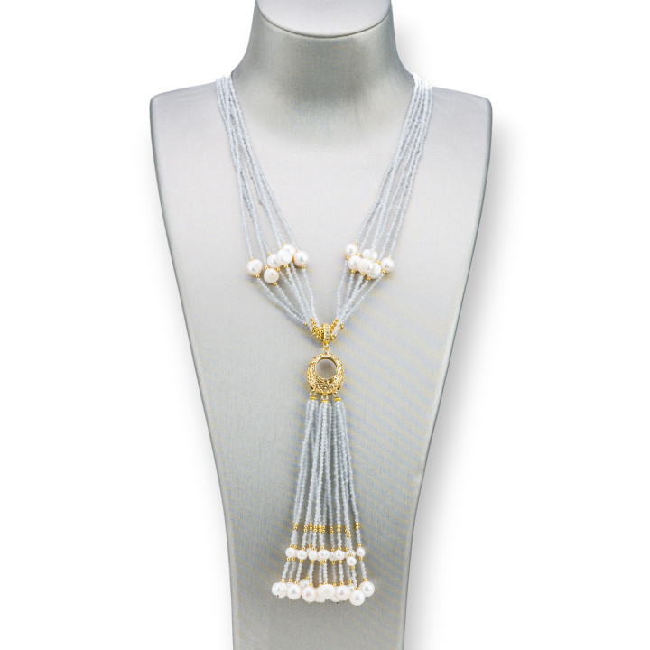 Collier Bijoux : Élégance et Luminosité avec Pierres Semi-précieuses, Perles de Rivière