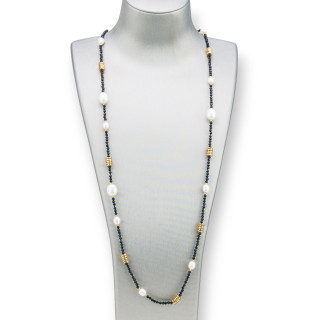 Bijoux-Halskette: Eleganz und Stil mit Zirkonen, Perlen und Hämatit