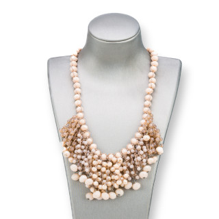 Κολιέ Cascading Rondelle Crystal Choker 49cm Επεκτάσιμο έως 57cm Ελεφαντοστού