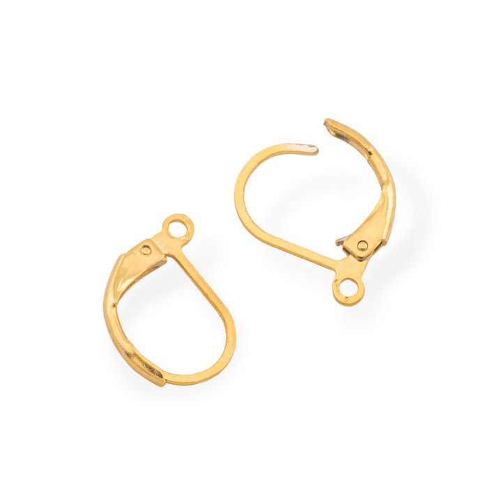 Boucles d'Oreilles Françaises Fermées Acier 316 10x15mm 25 Paires Plaqué Or