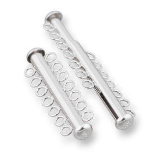 Fermoir Argent 925 Baïonnette Multifil 7 Fils 37mm 2pcs Plaqué Rhodium