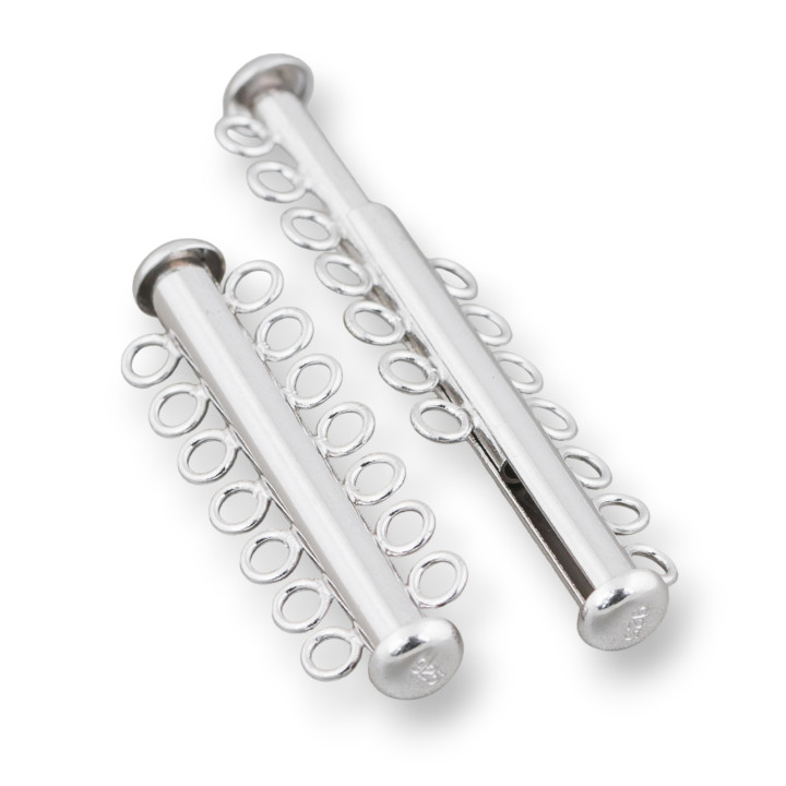 Fermoir Argent 925 Baïonnette Multifil 7 Fils 37mm 2pcs Plaqué Rhodium