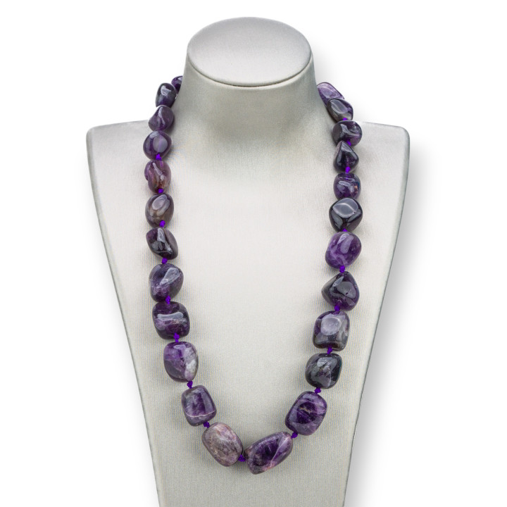 Collar De Piedras Duras Piedra Caída En Gradación Con Cierre De Latón 50-54cm Amatista