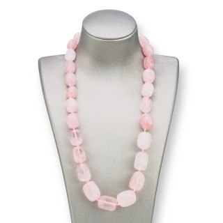 Collar De Piedras Semipreciosas Piedra Tumbled Gradada Con Cierre De Latón 50-54cm Cuarzo Rosa