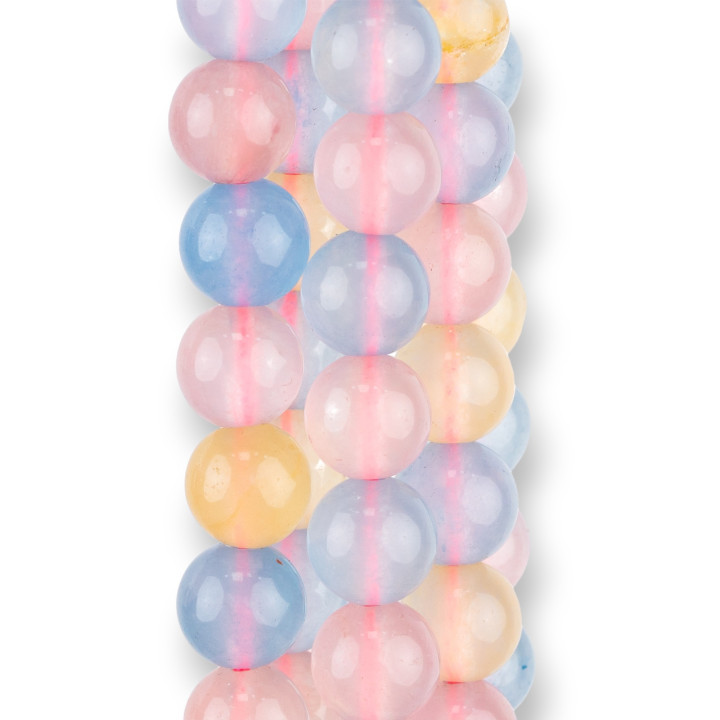 Giada Giadeite Colorata Linea Economica Tondo Liscio  8mm Berillo Trasparente