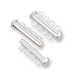 Chiusura Di Argento 925 A Baionetta Multifilo A 4 Fili 25mm 2pz Rodiato