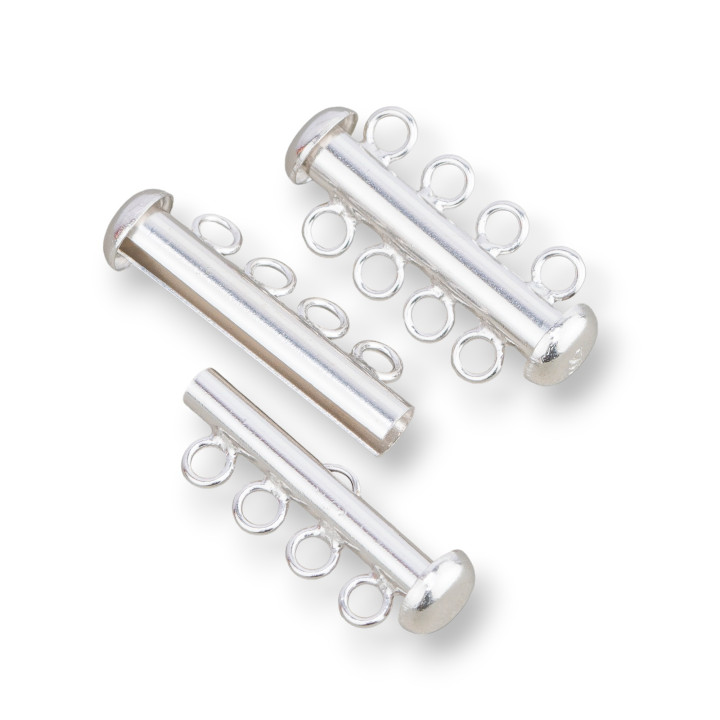 Chiusura Di Argento 925 A Baionetta Multifilo A 4 Fili 25mm 2pz Rodiato