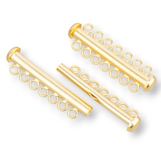 925 Silver Multistrand Bayonet Clasp 7 Strands 37mm 2pcs Golden