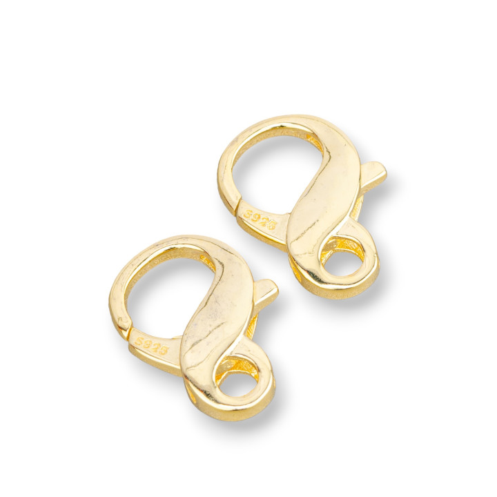Fermoir Argent 925 Mousqueton Infini 13x19mm 2pcs Plaqué Or