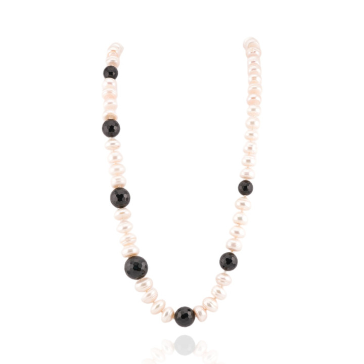 Κολιέ Charleston από Knotted River Pearls και ημιπολύτιμες πέτρες 80cm: El