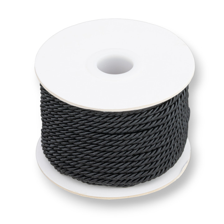 Cordon Fil Milanais Tressé 3mm 20mt Noir