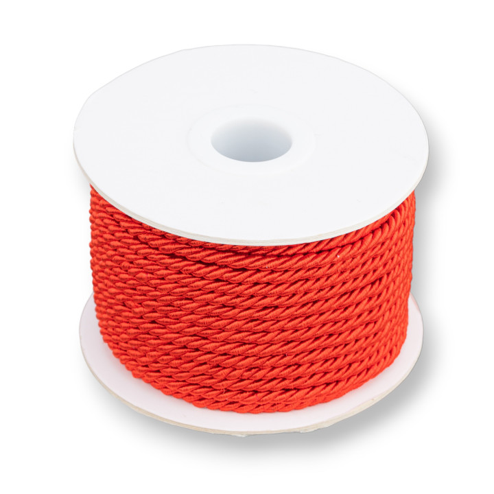Cord Mailänder geflochtener Faden 3mm 20mt Rot