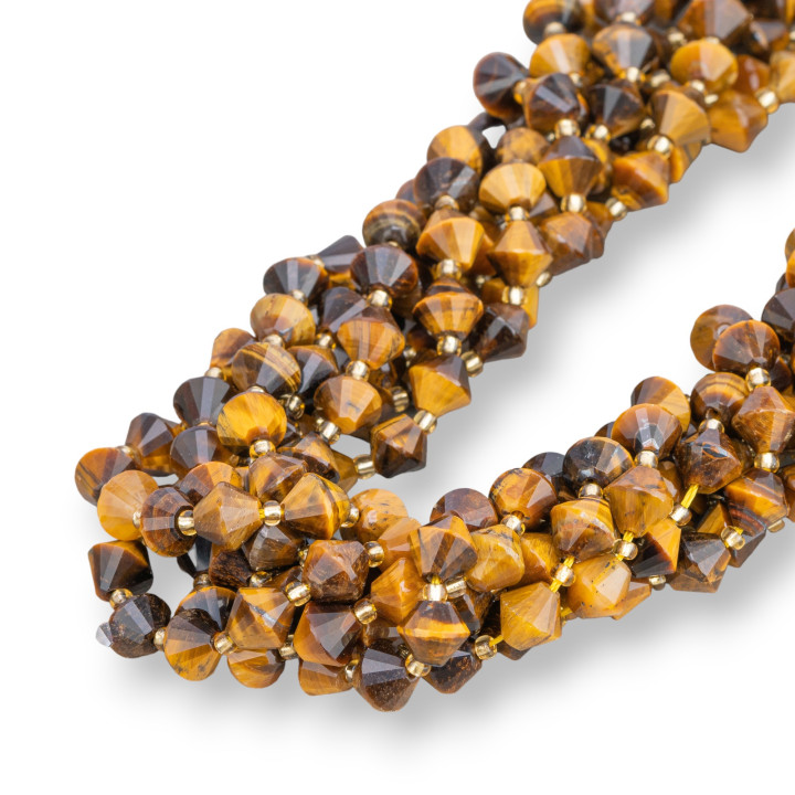Yellow Bicone Faceted Tiger's Eye 8mm