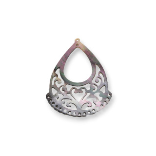 Mother of Pearl μενταγιόν Συστατικό Πλάκα Επεξεργασμένη σταγόνα χαραγμένη 38x51mm 1τμχ