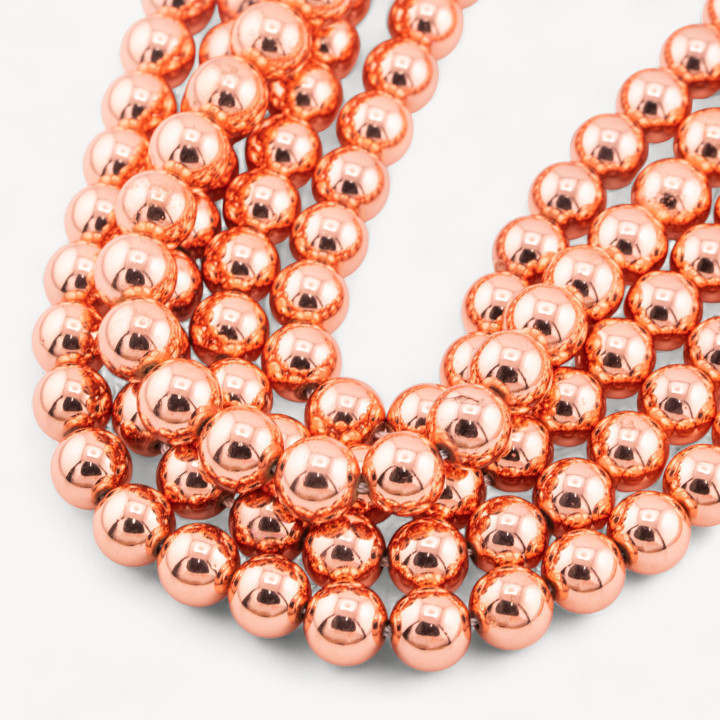 Smooth Round Hematite 08mm Rose Gold