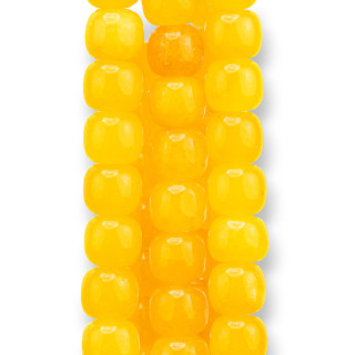 Colored Jadeite Jade Economic Line Smooth Barrel 9x10mm Intense Yellow