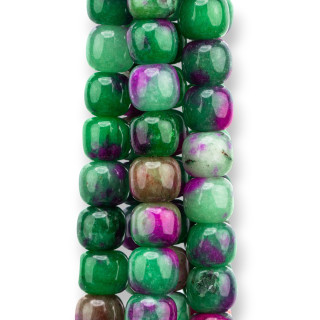 Jade Jade Coloreada Linea Economica Barril Liso 9x10mm Verde Floral