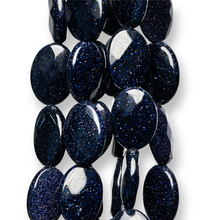 Piedra Del Sol Azul Ovalada Plana Facetada 13x18mm