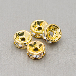 Arandelas de diamantes de imitación de latón Espaciador Calidad de la República Checa 06 mm Dorado 100 piezas