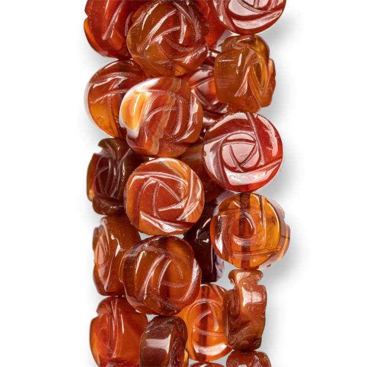 Red Carnelian Engraved Flower 14mm