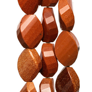 Pietra Del Sole Gold, oval, flach, facettiert, gewellt, 20 x 30 mm