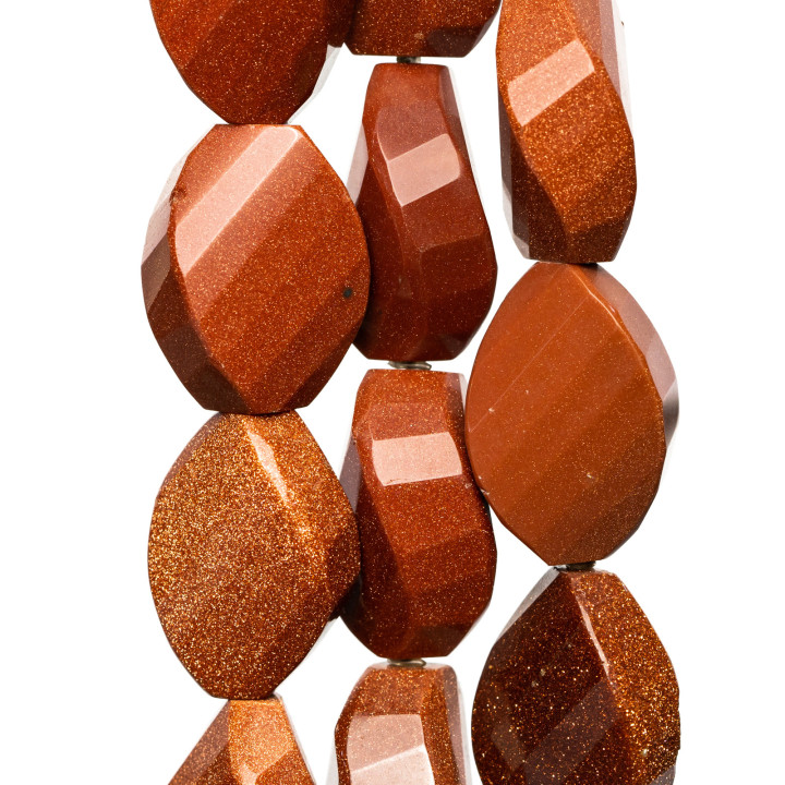 Pietra Del Sole Gold, oval, flach, facettiert, gewellt, 20 x 30 mm