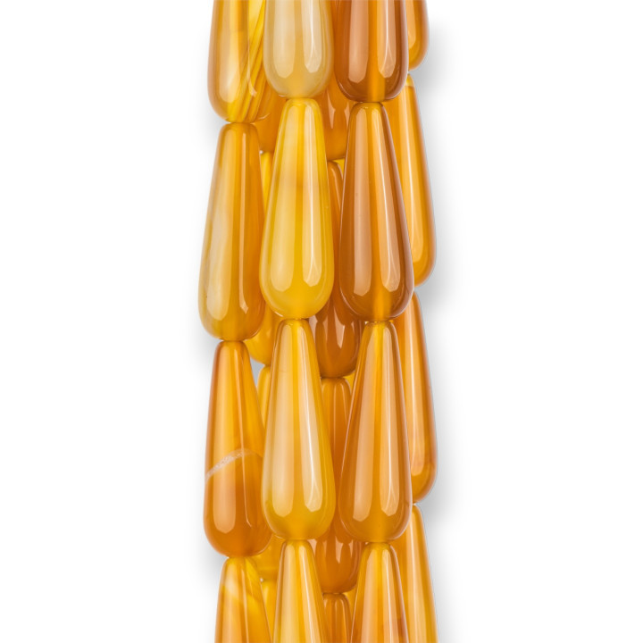 Brown Yellow Striped Agate Drops 10x30mm