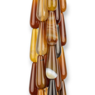 Agate Brune Ocre Rayée Gouttes Lisses 10x30mm