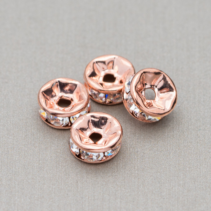 Distanziatore Rondelle Strass Di Ottone Qualita' Repubblica Ceca  7mm Oro Rosa 100pz