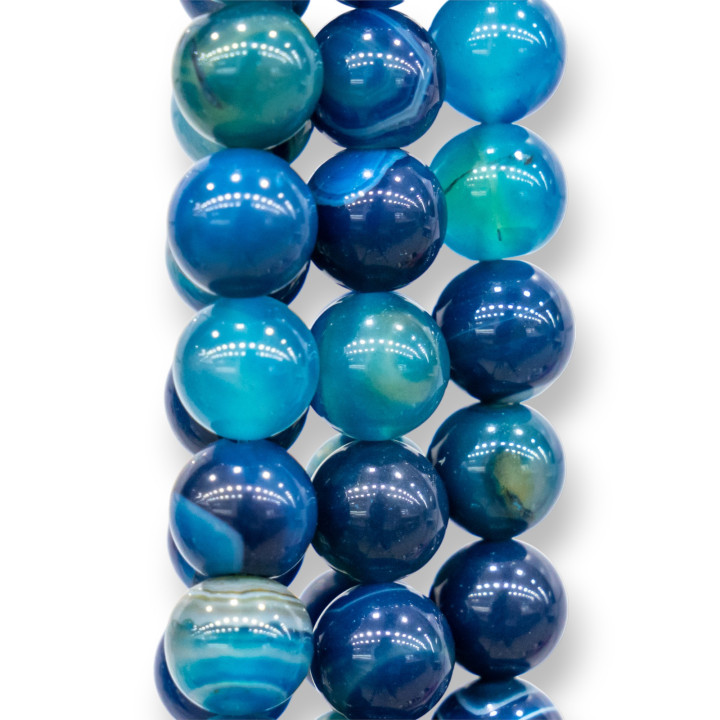 Intense Blue Striated Smooth Round Agate 20mm