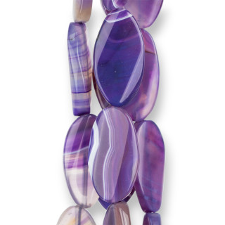 Ágata Morada Rayada Ovalada Plana Ondulada 20x40mm