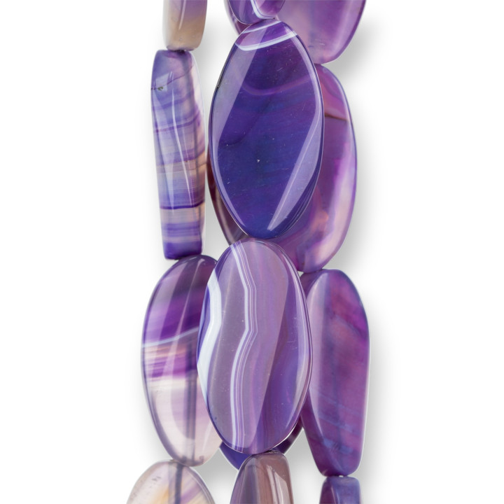 Ágata Morada Rayada Ovalada Plana Ondulada 20x40mm