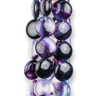 Purple Agate Striated Round Flat Smooth 16mm
