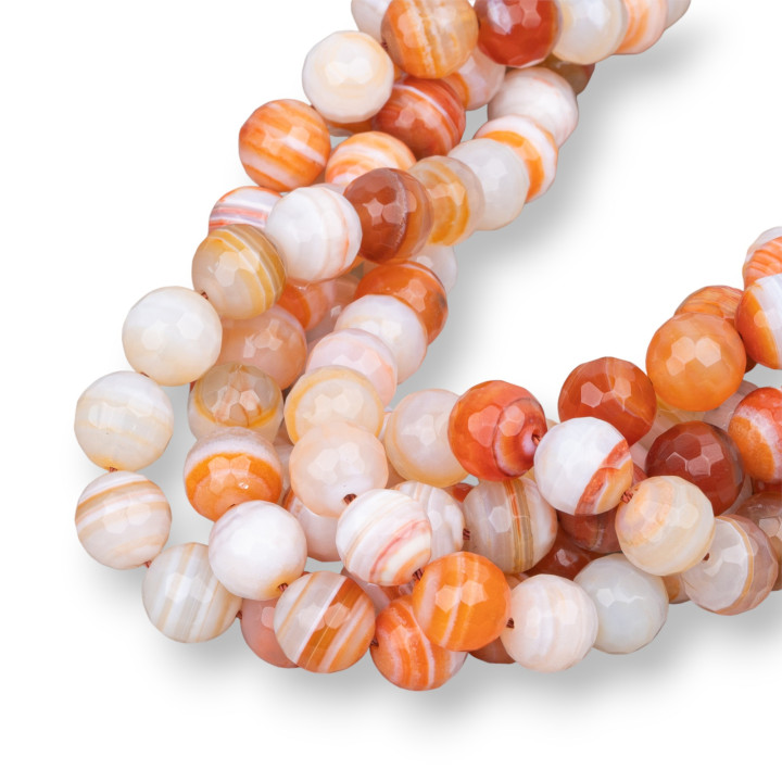 Cornaline Rayée Facette 10mm