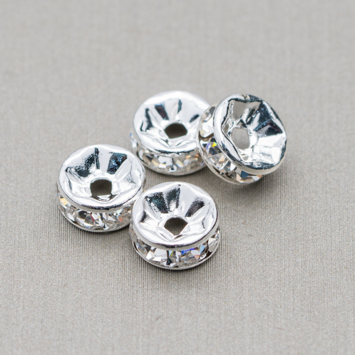 Brass Rhinestone Washer Spacer Quality Czech Republic 10mm 100pcs Silver