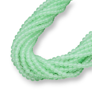 Ice Jade (Icy Jade) Πράσινο Χρυσό Στρογγυλό Λείο 4mm