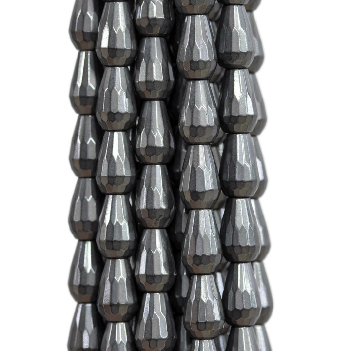 Hematites Gotas Briolette Facetadas 05x08mm Natural semiopaco