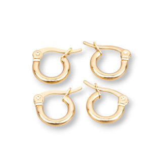 Smooth Steel Hoop Earrings 12mm 10 Pairs Gold Plated