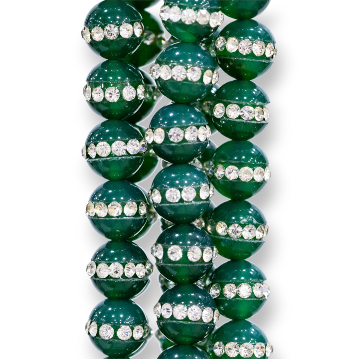 Agata Verde Con Strass Redondo Liso 06mm