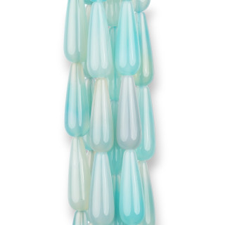 Agate Bleu Clair Gouttes Lisses 10x30mm
