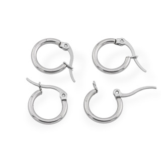 Boucles d'Oreilles Créoles Acier Lisse 20mm 12Paires