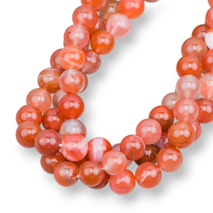 Agate Botswana Orange Premier Choix Lisse Ronde 10mm