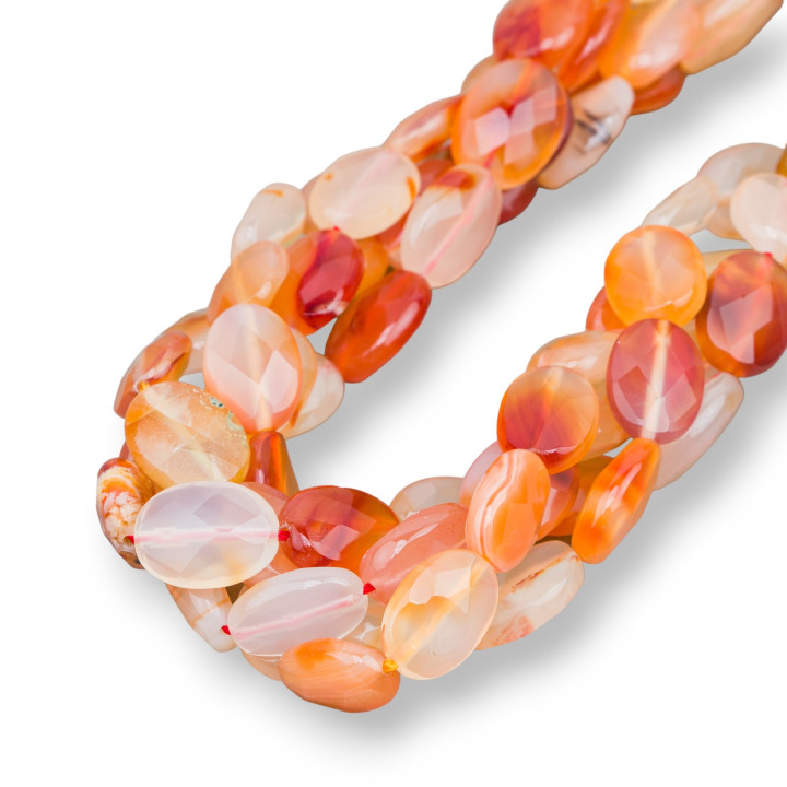 Cornalina Multicolor Oval Facetada Plana 10x14mm