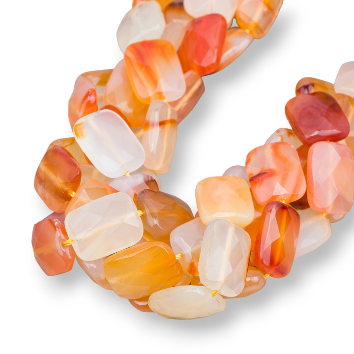 Multicolor Carnelian Faceted Flat Rectangle 12x16mm