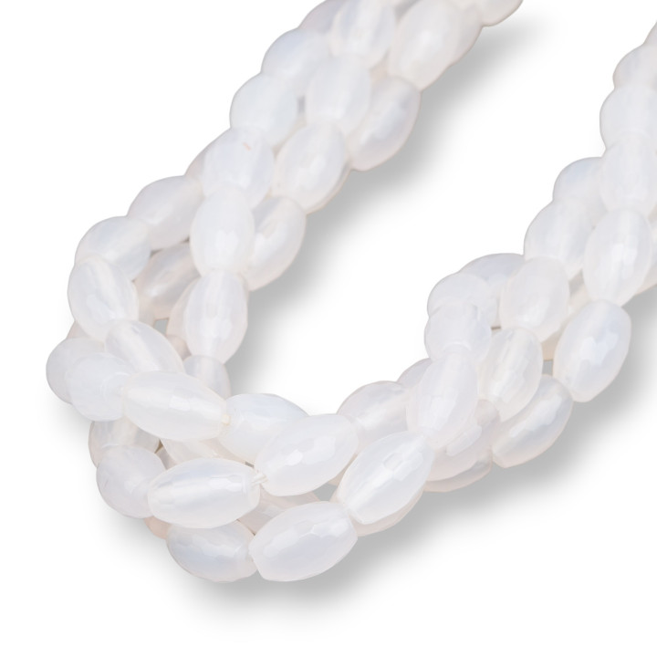 Agate de Riz Blanche Naturelle à Facettes 8x12mm