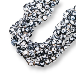 Agata Tibetana Facetada 06mm Circulo Negro